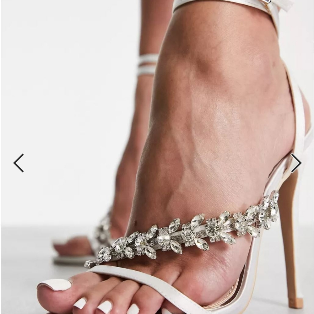 BE MINE Size 5 Bridal straight heeled sandals with diamond stone detail